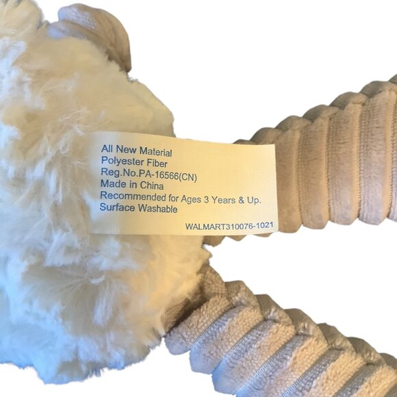 Walmart Plush Bunny Rabbit Toy With Floppy Pink Ears & Ribbed Legs 12" Easter - Picture 4 of 6